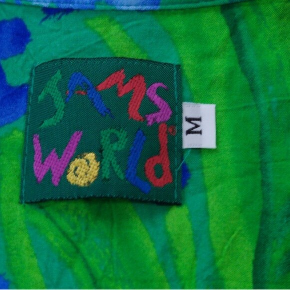 JAMS World Sea Flower Retro Hawaiian Tropical Vacay Shirt Size Medium - Picture 9 of 10